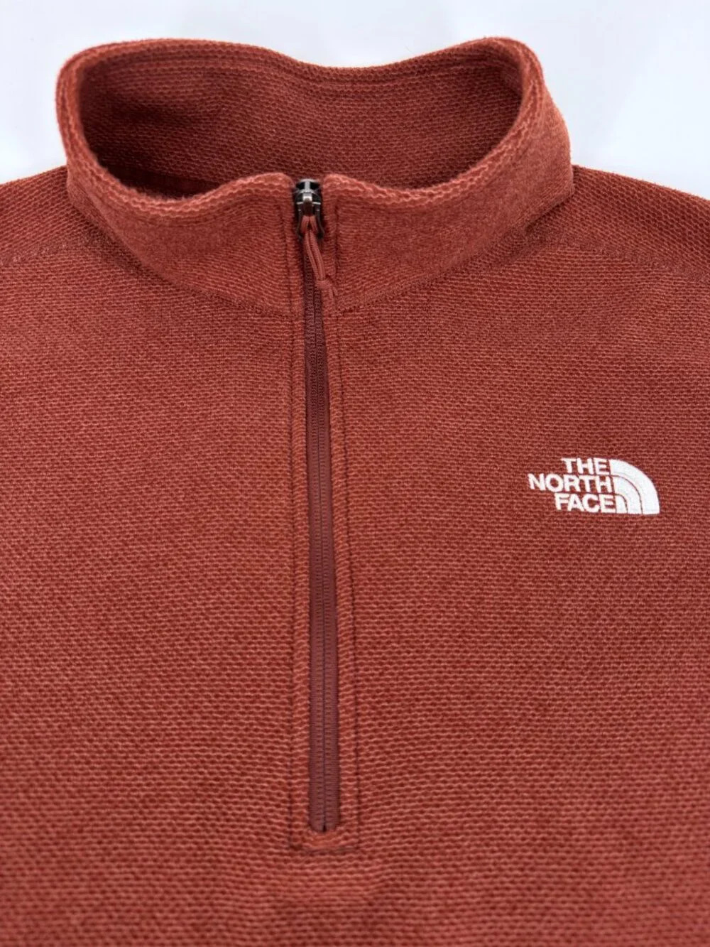 The North Face Rust Textured Quarter Zip Fleece Pullover L